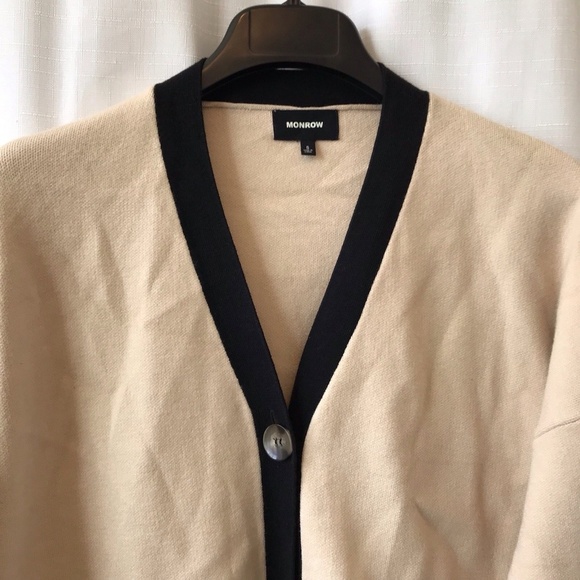 Monrow Colorblocked V-Neck Cardigan Small - Picture 2 of 11